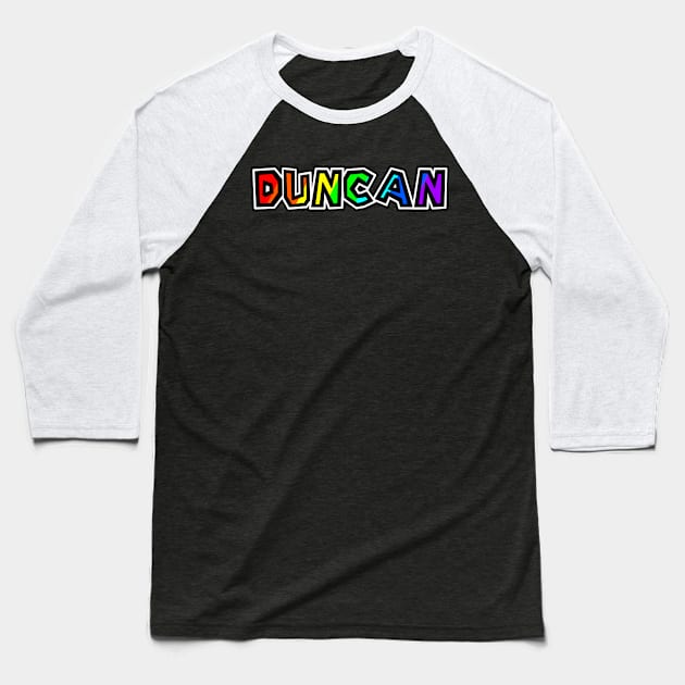 City of Duncan - Rainbow Text Design - City of Totems - Duncan Baseball T-Shirt by Bleeding Red Paint